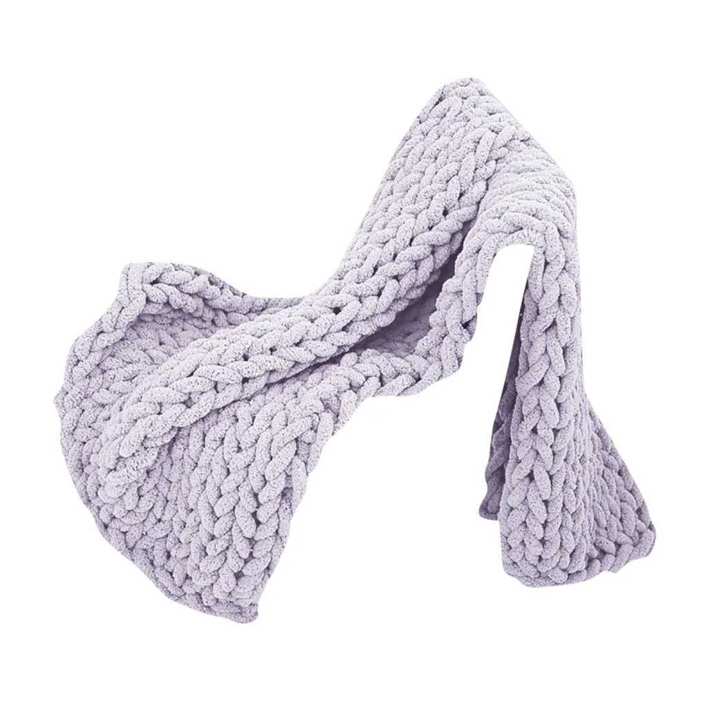 high quality Fashion Hand Chenille Knitted Wool Blanket Thick Yarn Sofa Quilt Office Wearable Comforter Winter Blankets T250620