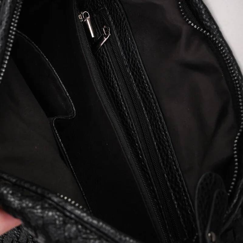 DHSM Tote for Women Evening Bags Woven Pu Leather Messenger Fashion Designer Handbag High Quality Black Gray Blue Shoulder