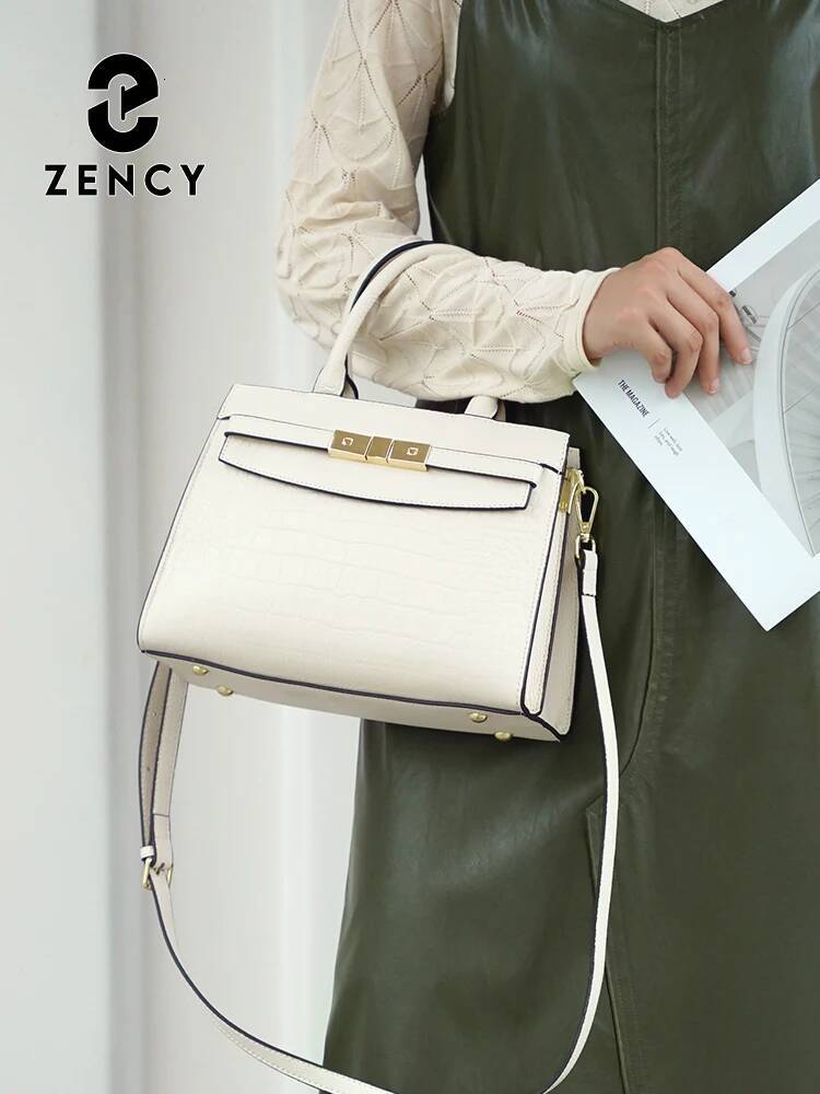 DHGM Zency Ladies Cow Skin Fashion Handbags Genuine Leather Top-handle For Work Designer Texture Crossbody Mom Bag Top