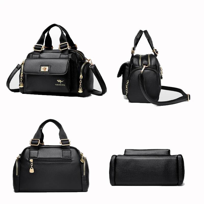 DHSM Designer Purse and Handbag Fashion High Quality Women's Shoulder Large Capacity Soft Leather Locomotive Crossbody Bag
