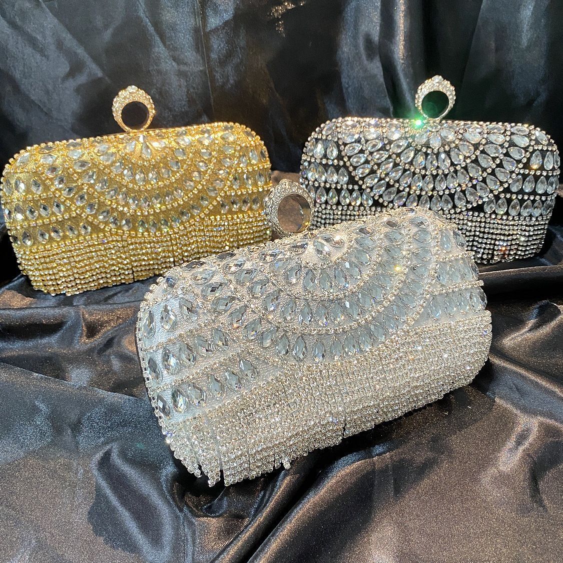 New rhinestone bag with tassels for wedding dress and evening wear banquet and nighttime diamond inlaid banquet bag240819