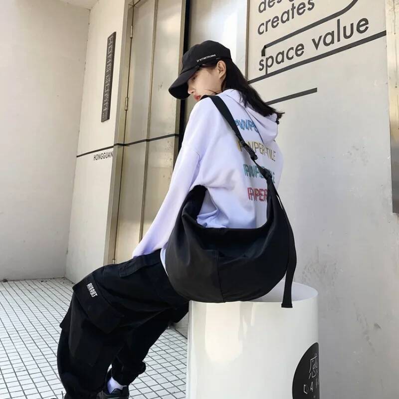 DHGM Workwear Bags for Women Messenger Female Dumpling Black College Student Large Capacity Shoulder Bag Bolsa Feminina