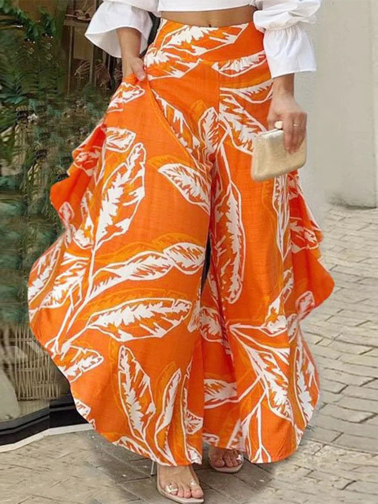 Pant Set Women Solid Slash Neck Full Sleeve Off Shoulder Tops Two Piece Sets Loose Casual Print Long Pants High Waist 250619