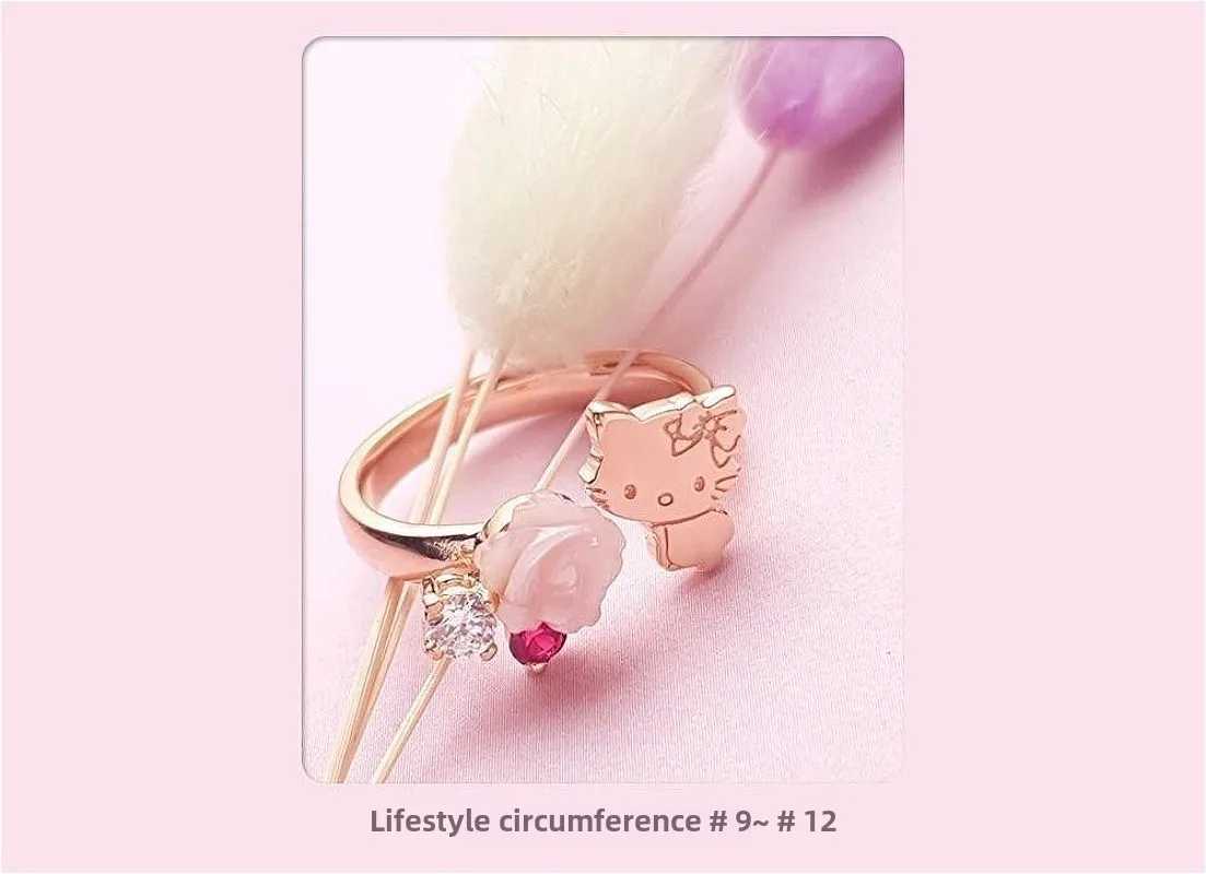 Sanrio Cartoon Character Hello Kitty Mymelody Ring Kawaii High-end Opening Rose Gold Rings Versatile Cute Girla Birthday Presentw250620
