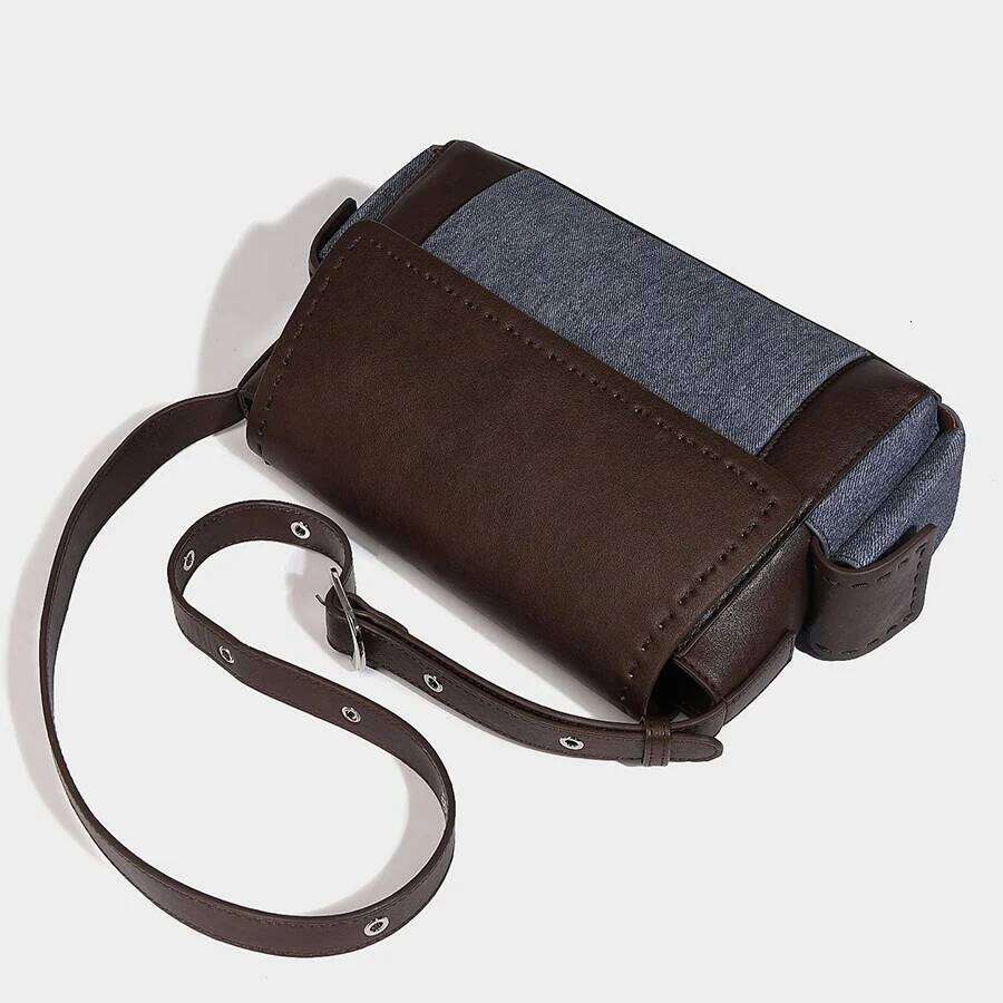 Commuter Handbags Women Patchwork Design Shoulder Crossbody Black Pu Leather Messenger Flap Bags Clutch
