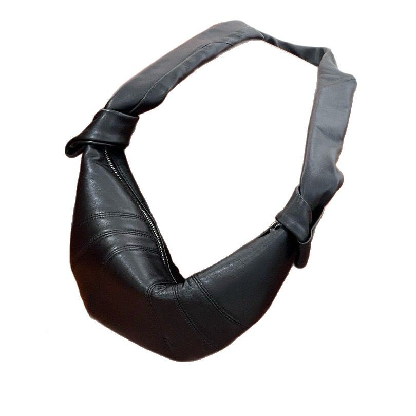 Free Shipping French Genuine Leather Women's Handbag Sheepskin Croissant Slanted Body Designer Luxurious Lazy Style Shoulder Bag Dumpling Bag