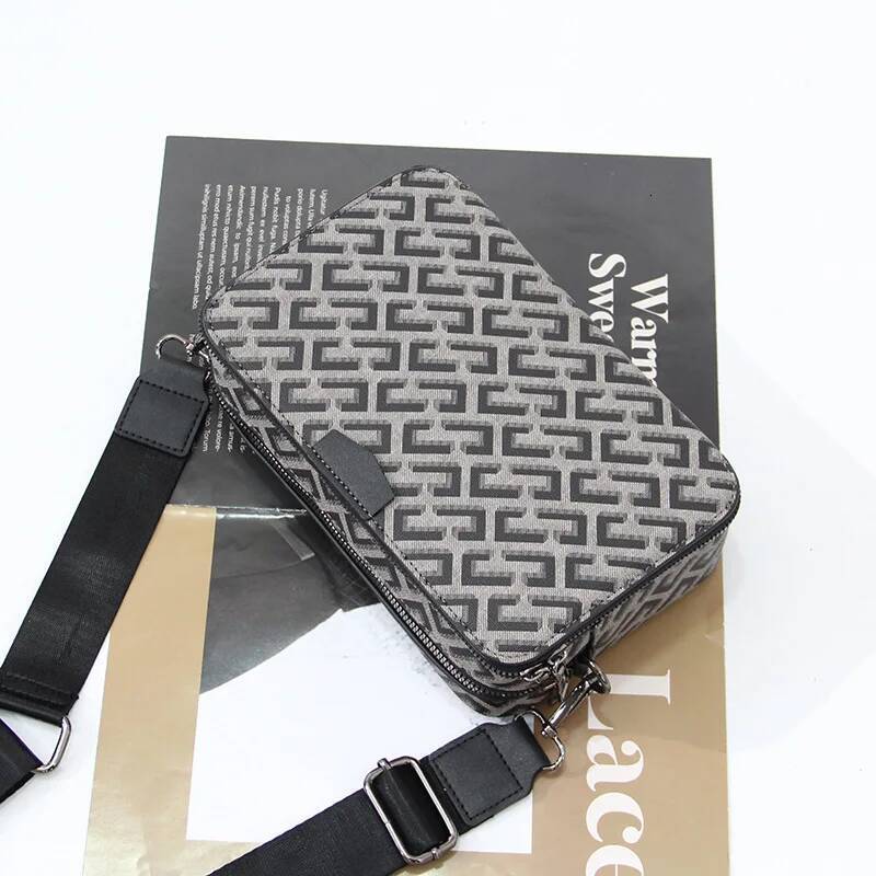 DHSM New Style Men's Crossbody Fashion Plaid Square Brand Design Crossbdoy Bags Male Shoulder Bag Mobile Phone Handbags