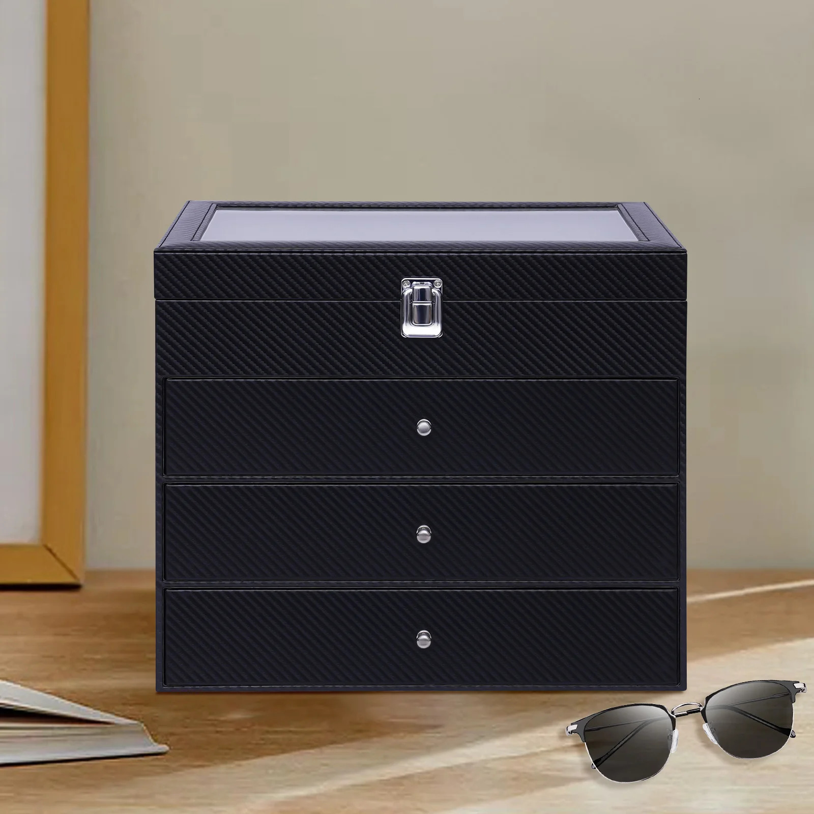 4 Layer Sunglass Organize Box4 Layer 24 Slots Multiple Glasses Organizer Eyeglass Sunglass Storage Box DisplayBlack 250617