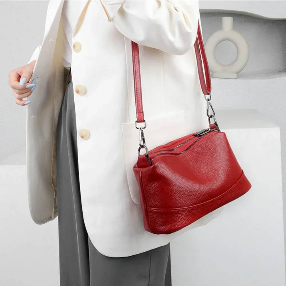 DHSM New Fashion Women Genuine Leather Handbags Women's Designer Female Shoulder Bags Brand Cowhide Ladies Messenger Bag