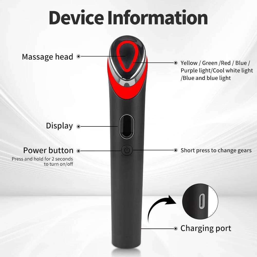 7 Colors Age-R Booster Pro Facial Anti Wrinkle Device EMS Microcurrent Lift Massager Home Use Beauty Skin Care