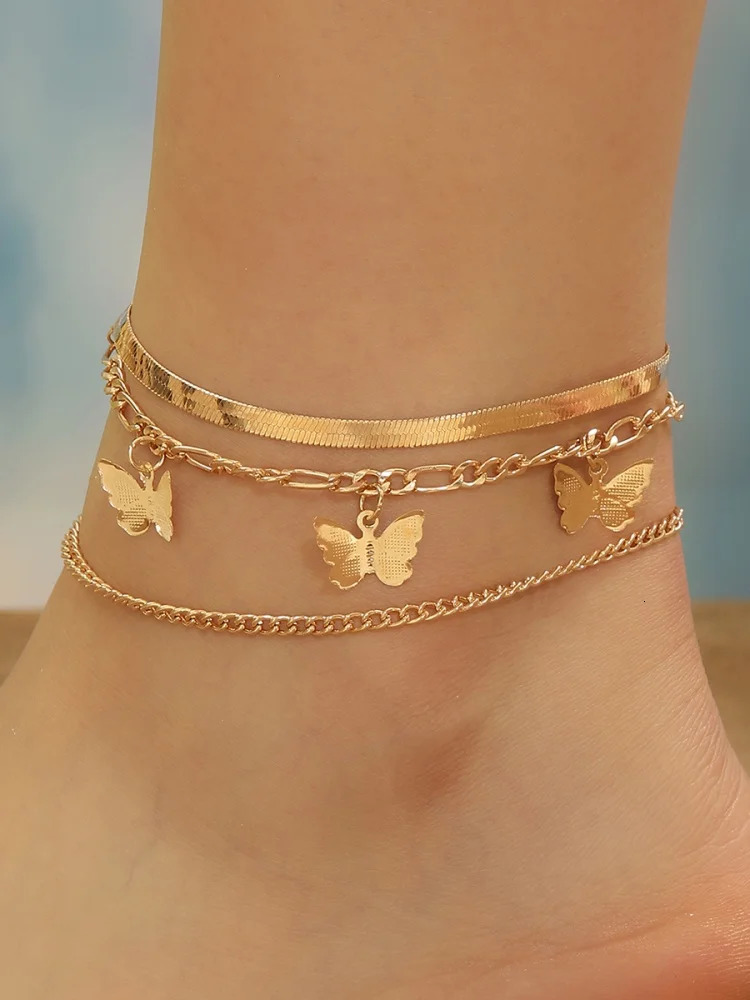 Summer Beach Exquisite 3 layer Chain Anklet Suitable For Friends The Gift 250606
