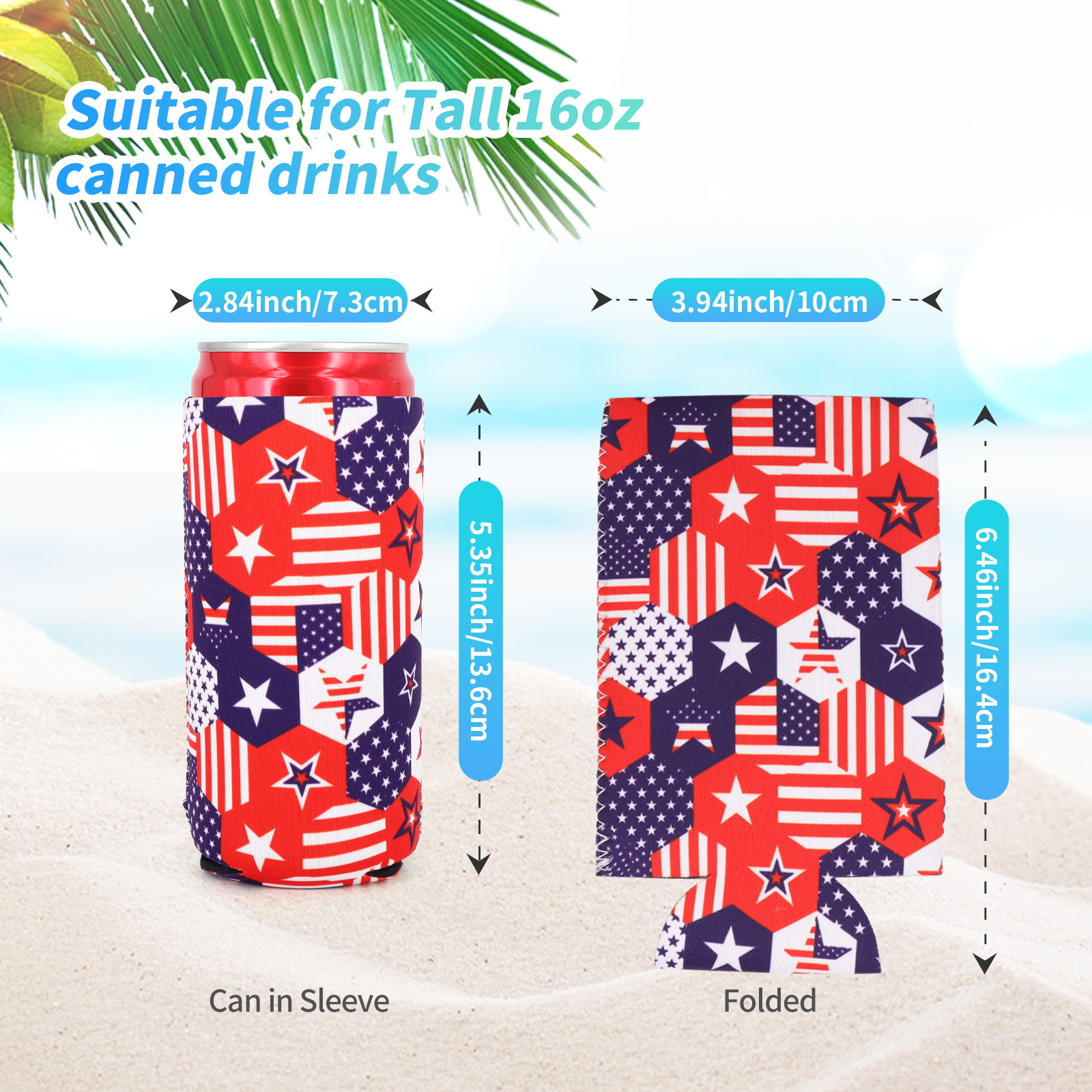 Collapsible Neoprene Can Beer Cooler Sleeves Tall Energy/Beer Drink Coolies For 16oz Rockstar , Monster , 500ML beer bottle - view 3