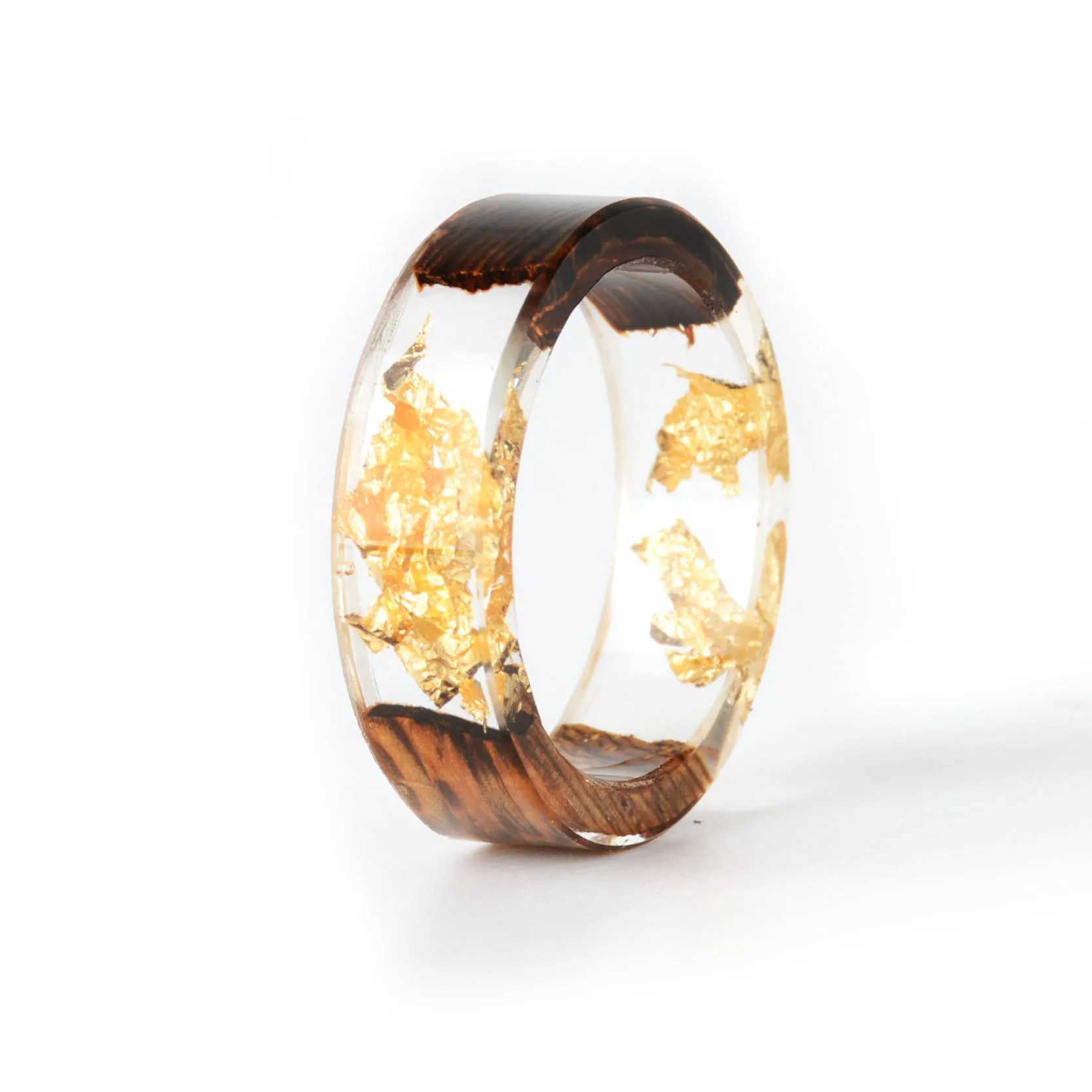08 Wood Resin Ring DIY Handmade Dried Flowers Ring For Women Men Fashion Jewelry M250620