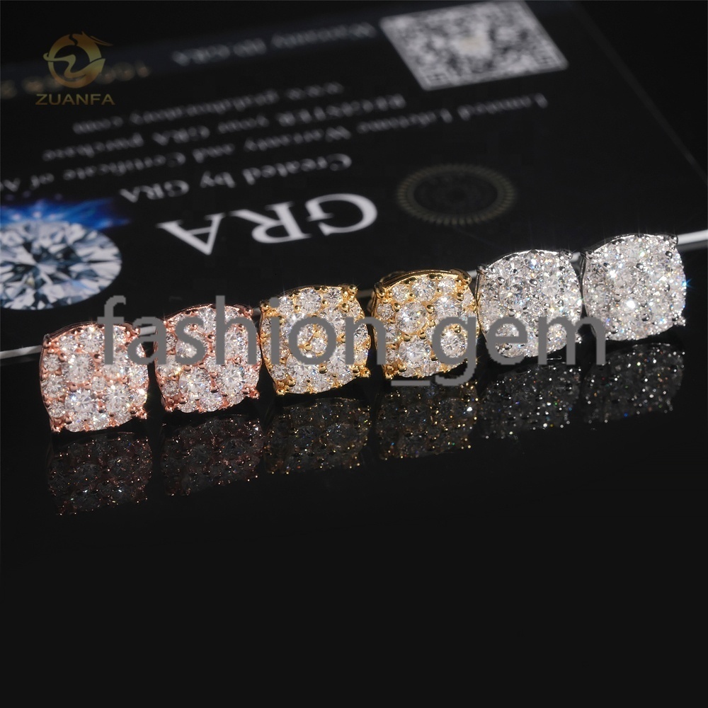 Fine Jewelry Top Quality VVS Diamond 925 Sterling Silver Rose Gold Moissanite Earrings for Men