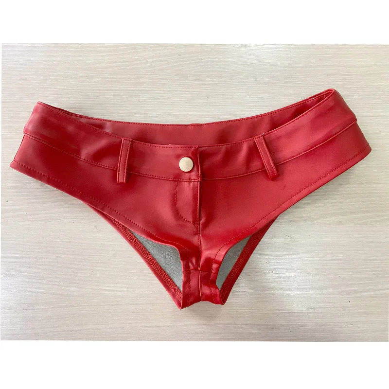 2025 Sexy Nightclub Low Waist Patent Leather Pu Button Zipper Shorts For Women 250619