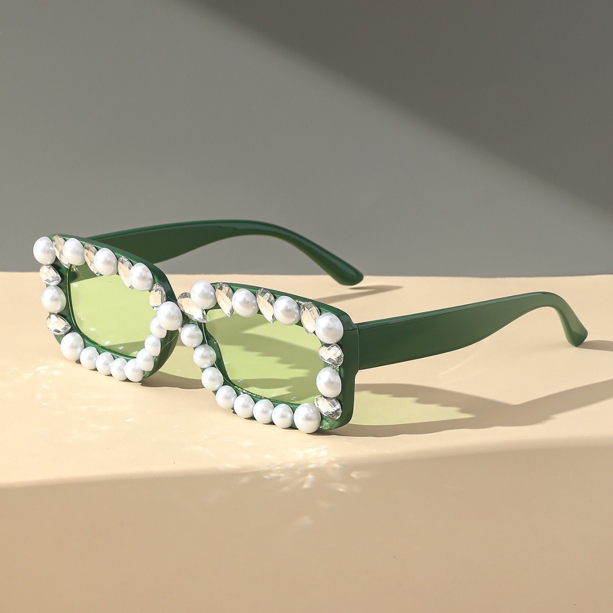 Diamond-Encrusted Pearl Fashion Ball Sunglasses Outdoor Sun Protection Party Stylish Trendy Womens Sunglasses