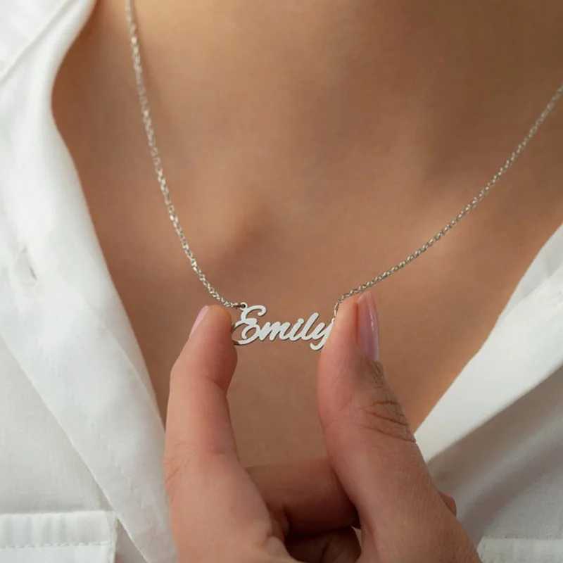 Customized 925 Sterling Silver Name Necklace For Women Personalized Custom Nameplate Jewelry Birthday Gift W250620