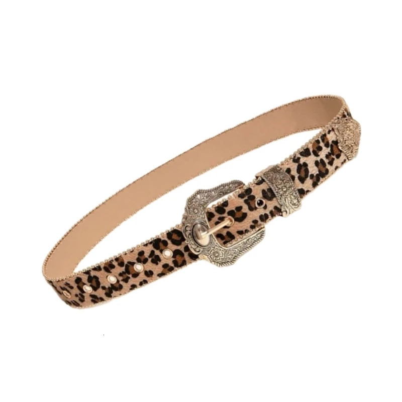 652F Leopard Pattern Belt for Women Fashion Waist Belt 2000s Girl All Matching Belt for Teens Western Belt Vintage Waistband 250617