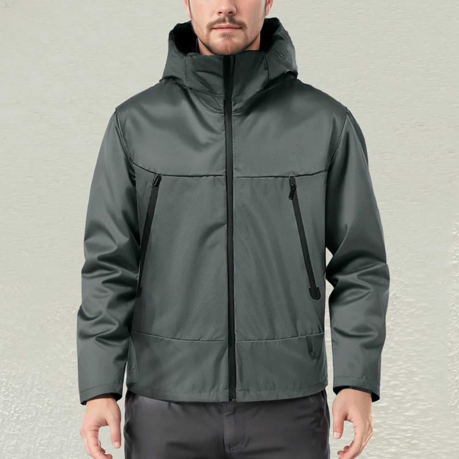 Mens Lightweight Interchange Jacket with Hood for Cycling Outdoor Mountaineering Windproof Breathable Lightweight Windbreaker XJ250621