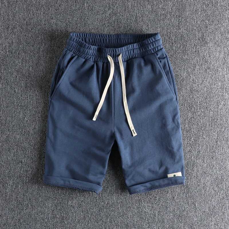Mens casual shorts with knit comfort loop simple paste cloth decorative sport drawstring five-cent pants pure color pants W250621