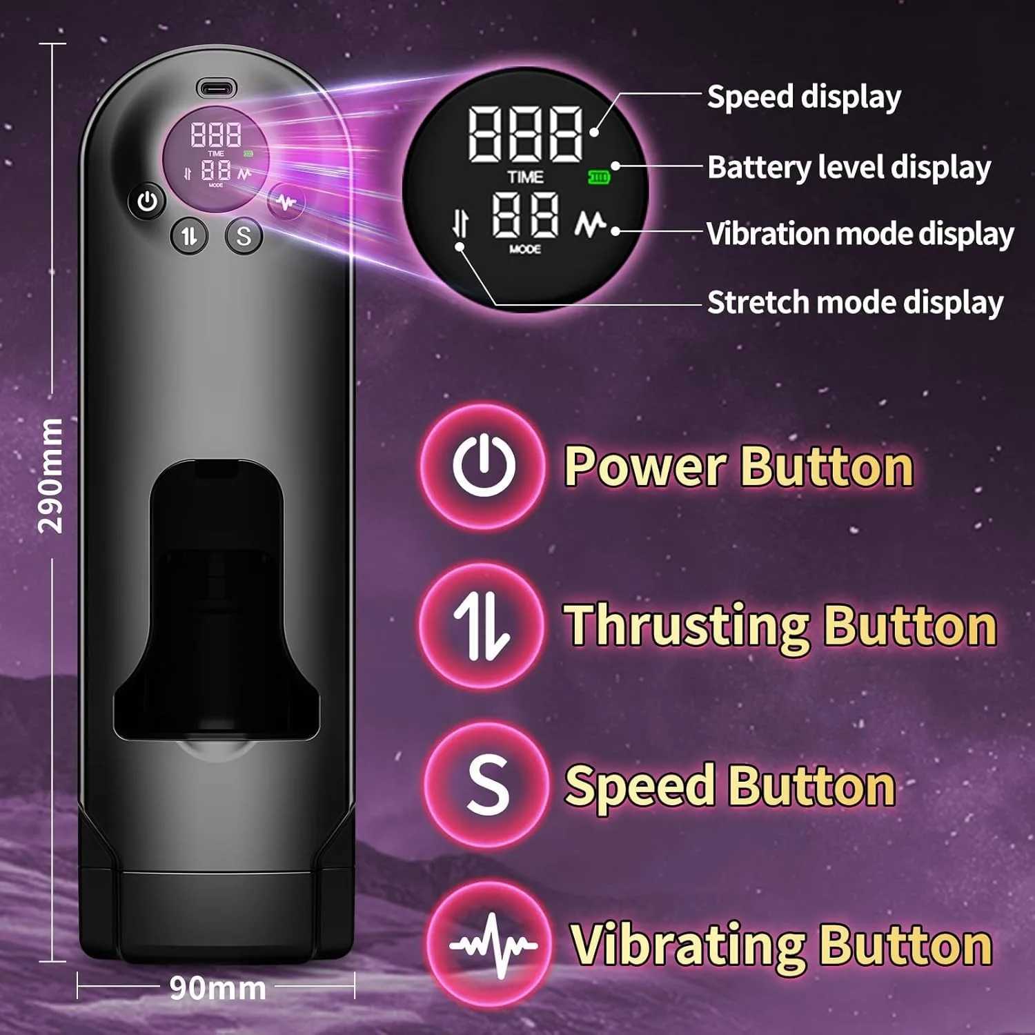 LCD Display Holder Automatic Male Masturbator With Vibration Thrusting Rotating Penis Pump Male Adult Toy Vibrator for Men W250621