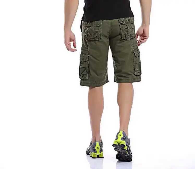 Mens New Cargo Shorts Summer Men Green Cotton Shorts Men Loose Multi-pocket Shorts Homme Casual Bermuda Trousers Big Size W250621