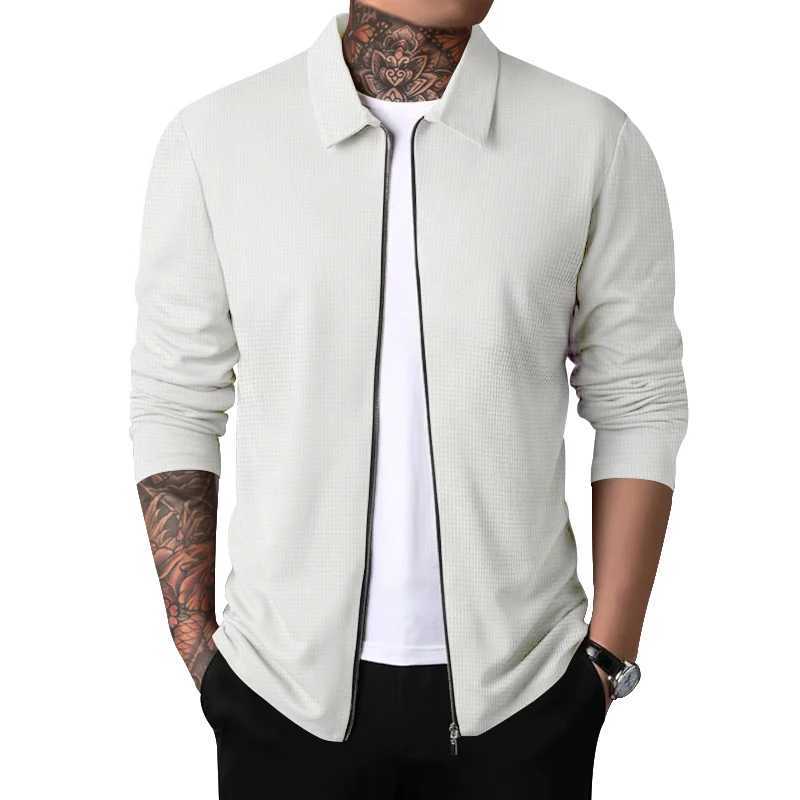 Waffle jacket mens lapel jacket middle-aged and young trendy mens outdoor sports style top XJ250621