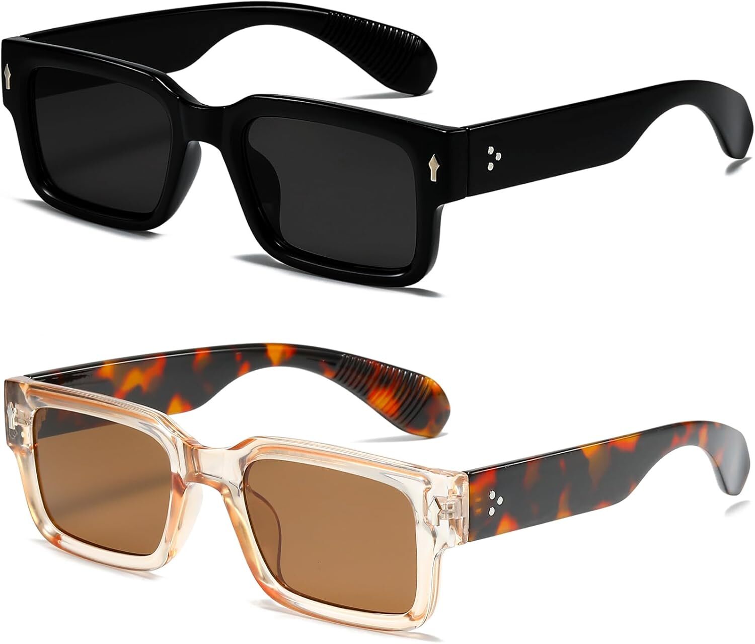 Designer sunglasses Square Frame Sunglasses for Women Men Trendy Chunky Rectangle Sun Glasses Black Shades UV400 Protection
