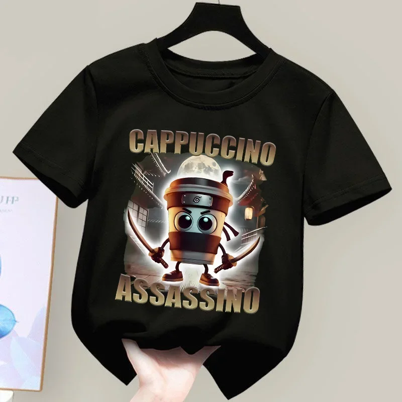 T-shirt Tralalero Tralala CottonTungtung Sahur Brainrot Kids Anime Tees Boy Girl Summer Short Sleeve Tops Children Clothes Gift