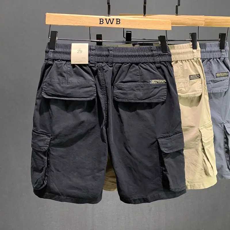 Mens Bermuda Cargo Shorts Solid Cotton Multi Pocket Khaki Male Short Pants Summer Nylon Distressed New in Jorts 2025 Fashion W250621