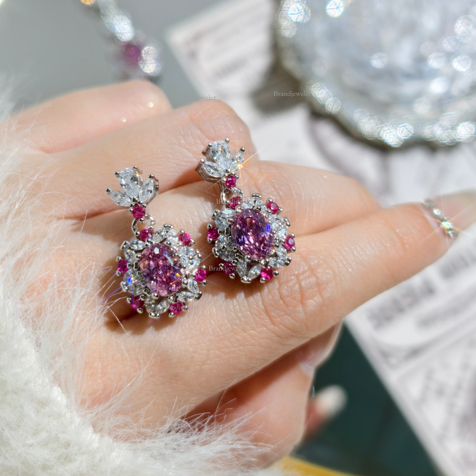 Back Cover Starry Free Delivery Model Sky Designer Necklace Cut Dried Rose Three-piece Full Diamond Open Ring For Women Elegant Luxurious Pendant Earr