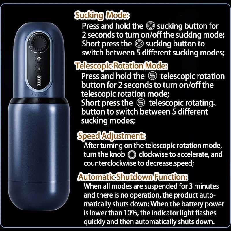 Automatic Male Masturbator Powerful Vacuum Sucking Blowjob High-Speed Piston Thrusting Rotating Masturbation Cup Sex Toys for Men W250621