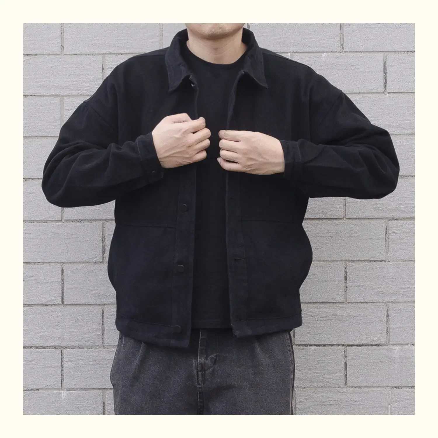 Men Denim Coat Jackets Solid Coats Turn Down Collar Full Sleeve Single Breasted Open Stitch Simple Casual Jacket Winter 2024 XJ250621
