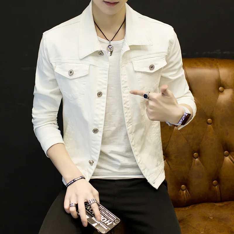 2025 New Mens Denim Jacket Slim Fit Fashion Jeans Jackets Pocket Jacket Coat Men Male Spring Autumn Classic Black White Coat XJ250621