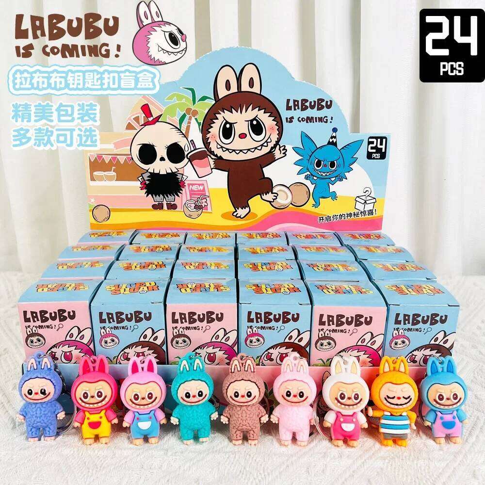 Labubu Figure Doll Pvc Small Pendant Trendy Cute Kawaii Cartoon Keychain Mystery Box Bag Decorations Wholesale