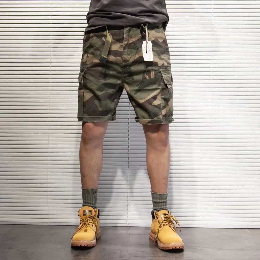 Short Pants for Men with Pockets Baggy Camouflage Mens Cargo Shorts Big and Tall Japanese Street Style Stretch Designer Luxury W250621