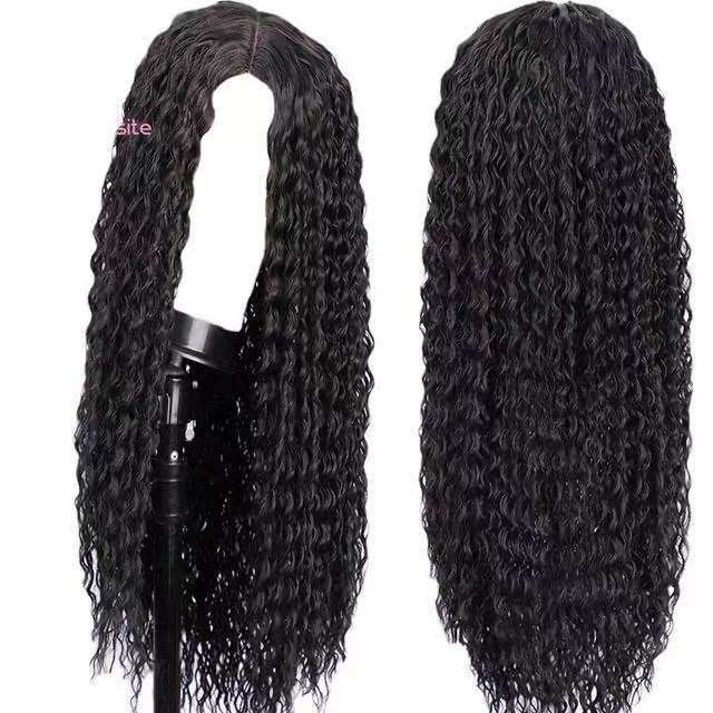 Women's Long Direct Sale Small Curly Black Fluffy Synthetic Hair Wig