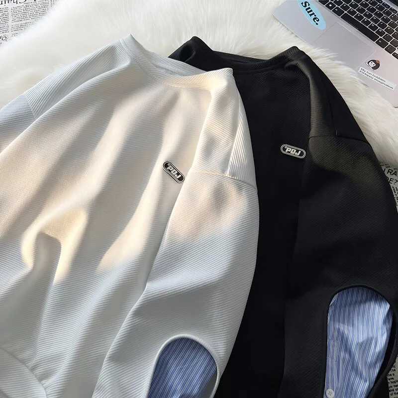 Waffle Sweatshirt 2025 New Spring Round Neck Long Sleeve Pullover Sweatshirt Casual Loose Fit Top XJ250621