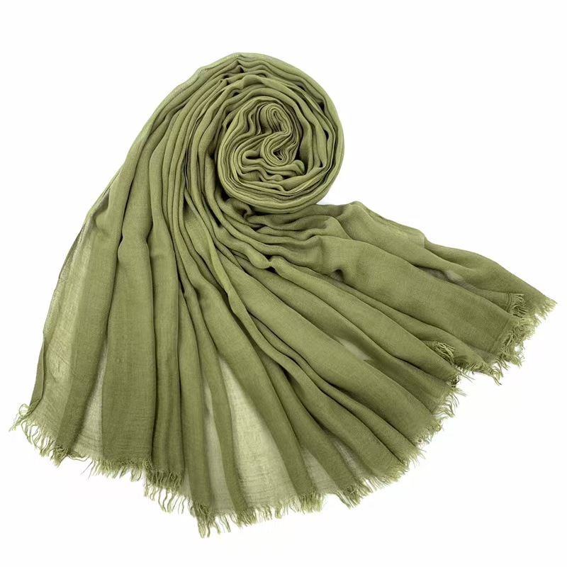 T1023 new scarf pure color cotton and linen soft two-end fringed fashion women's shawl monochrome scarf