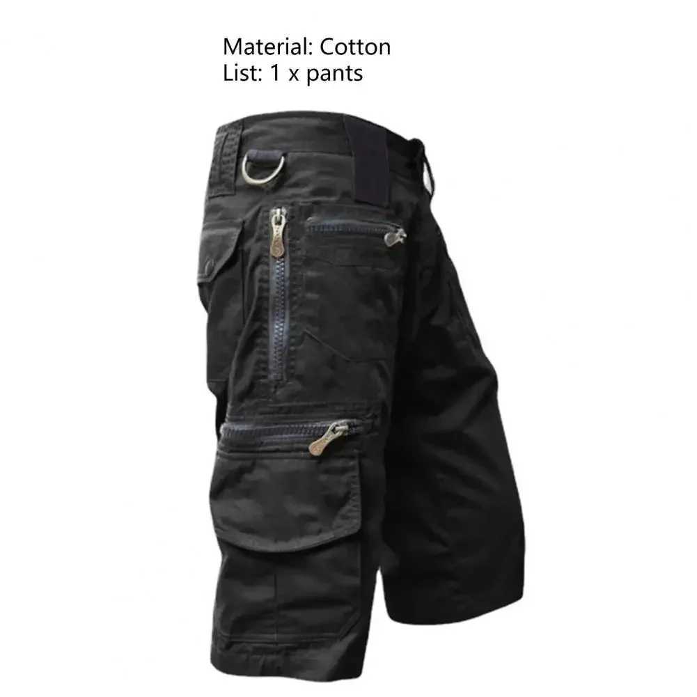 Mens Shorts Jogging Shorts Solid Color Multi-Pocket Summer Casual Straight Cargo Shorts Men Shorts W250621