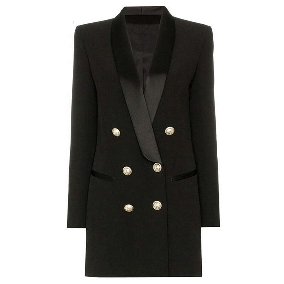 Long Dress Spring New Fashion Socialite Celebrity Coat Lion Button Satin Blazer Collar Dress Sexy Long Skirt