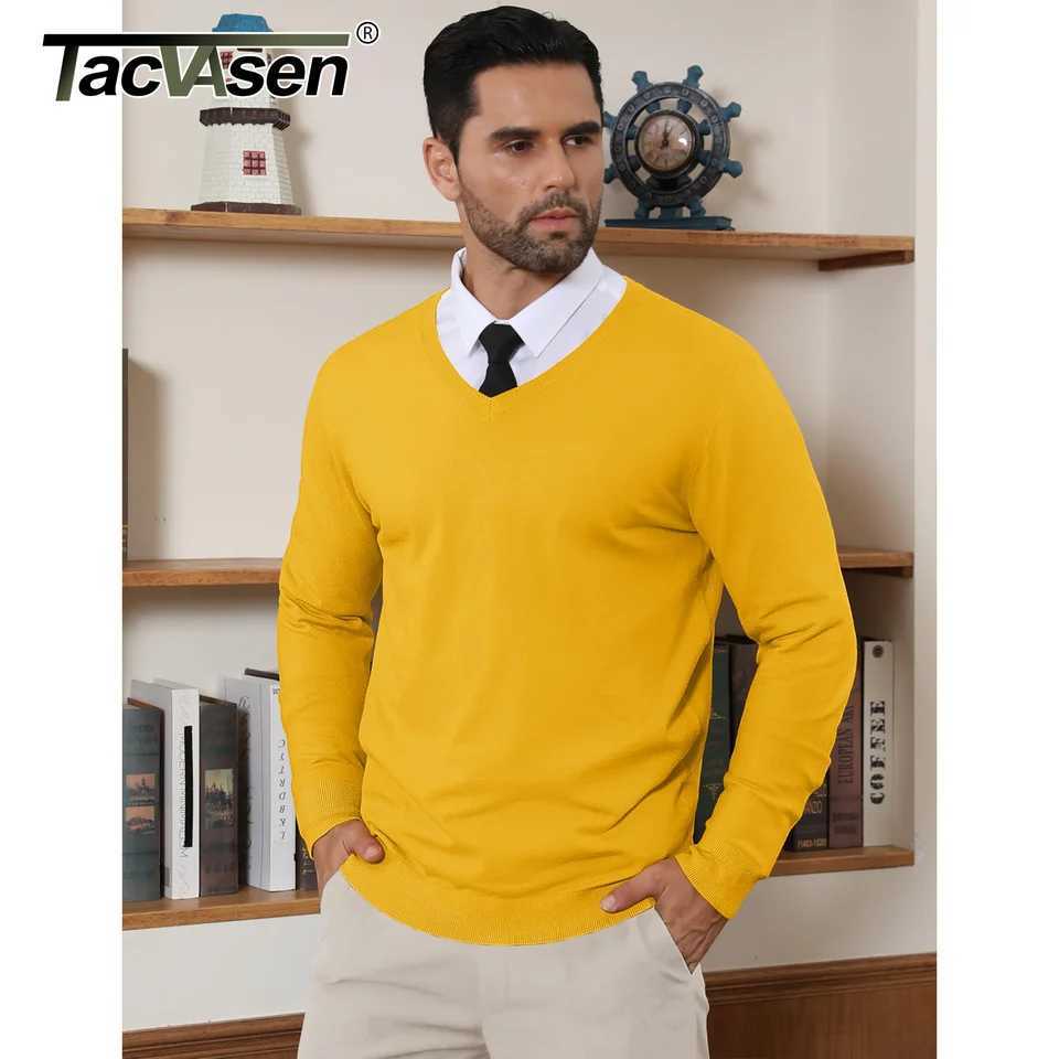TACVASEN Autumn Winter Knitted Sweaters Pullover Mens V Neck Slim Fit Casual Sweater Thicken Warm Long Sleeve Pullovers Top Male Z250621