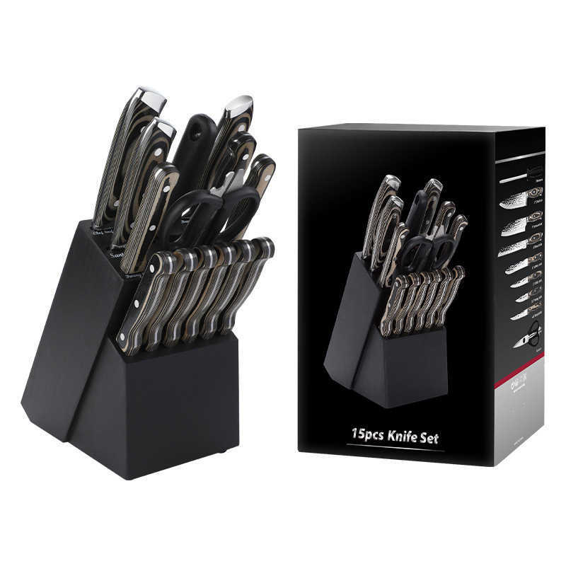 15 pieces/stainless steel kitchen knife set one-piece chefs knife vegetable fruit meat chopped bread steak knife Saints Day X241102