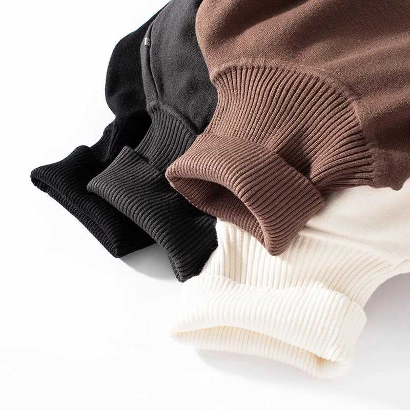 Autumn Winter Mens Mink Velvet Turtleneck Sweater Casual Knitting Pullovers White Black Knitwear Long Sleeve Sweater Pullover Z250621