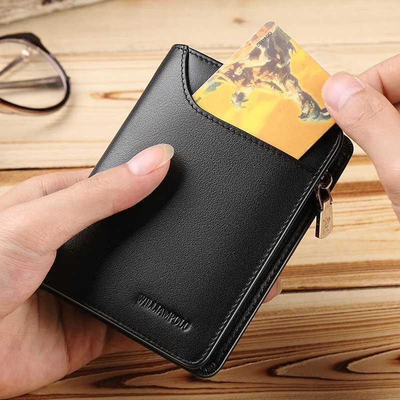 Genuine leather Wallet mens wallet business card holder business mens short Wallet Zipper Leather Wallet Z250621