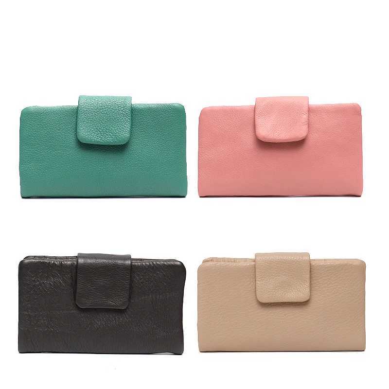 SC Fashion Real Leather Large Purse For Women Daily Functional Flap Long Wallet Card Coin Purses Female Cowhide Clutch Handbags Z250621