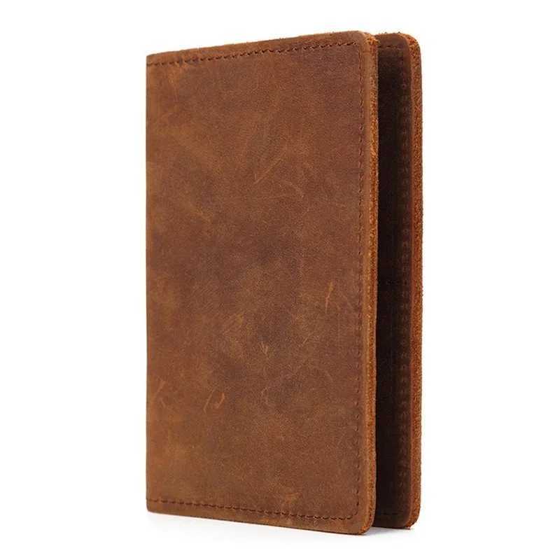 Genuine Leather Crazy Horse Passport Cover Men Wallet ID Case Vintage Male Passport Holder for Men Slim Document Z250621