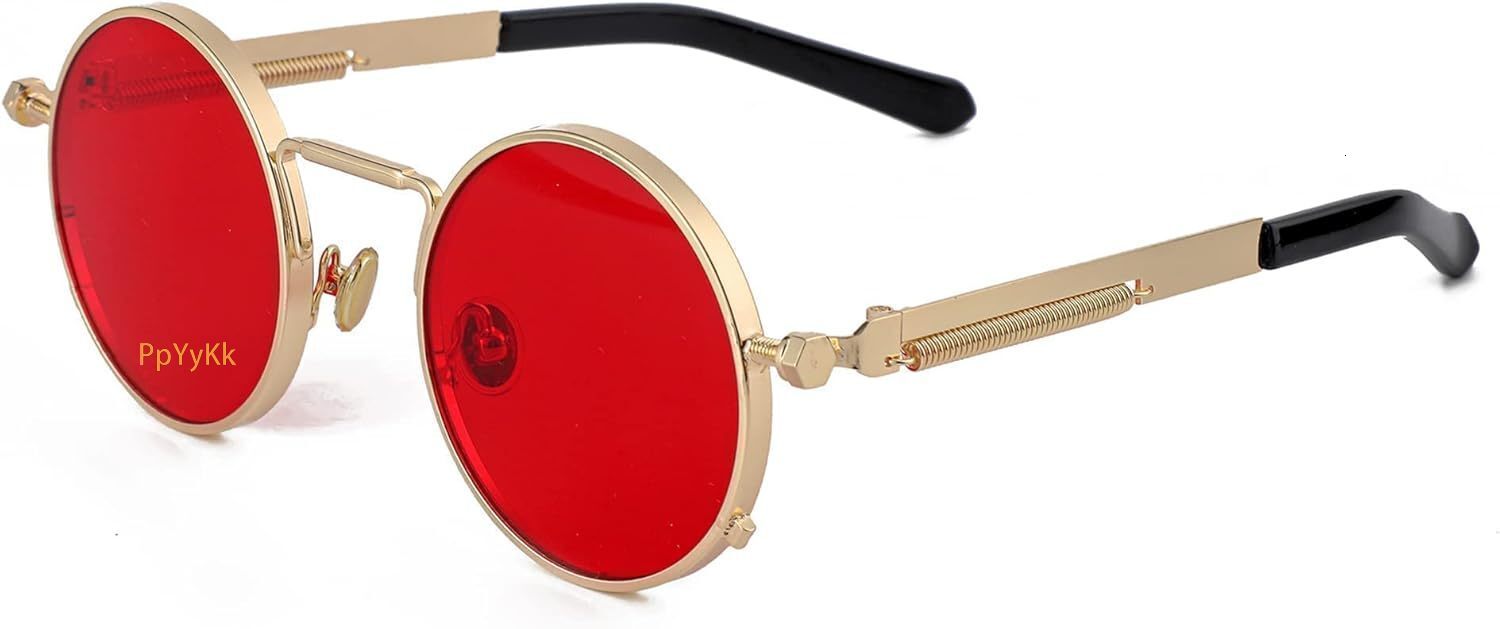Designer sunglasses Round Steampunk Sunglasses Hippie Circle Glasses Gothic Metal Frame 100% UV Blocking Lens