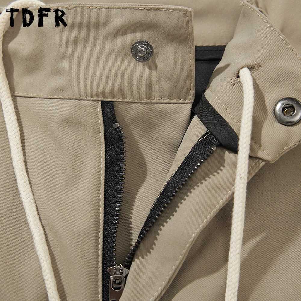 Multi-Pocket Pleated Cargo Shorts Mens Solid Color Safari Style Summer Drawstring Elastic Loose Wide Leg Waist Cropped Trousers W250621