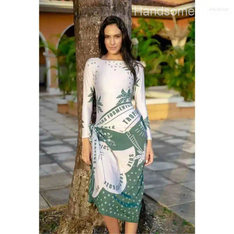 Swimwear Split Sports Skirt-Style Women Printed Long-Sleeved Sunscreen Swimsuit Two-Piece Multiple Styles Comfort Bathing Suit